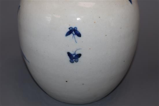 A Chinese blue and white figural jar and cover, Kangxi mark, Qing dynasty height 27cm